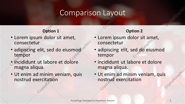 Comparison presentation slide layout
