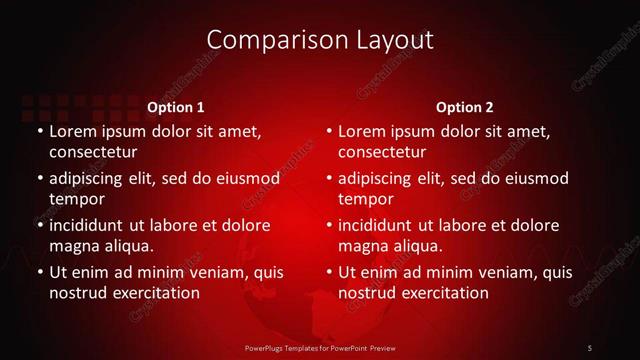 Comparison presentation slide layout