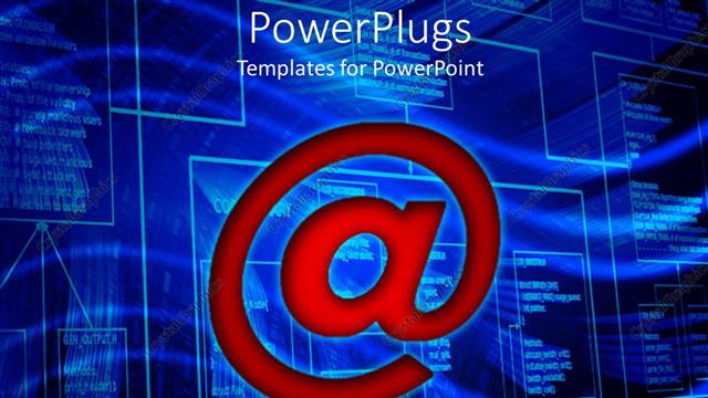  Presentation with email - Red email symbol over blue futuristic screen