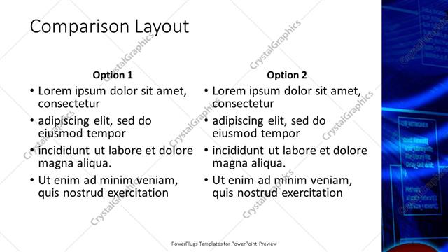Comparison presentation slide layout