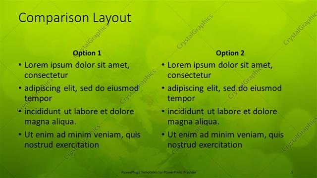 Comparison presentation slide layout