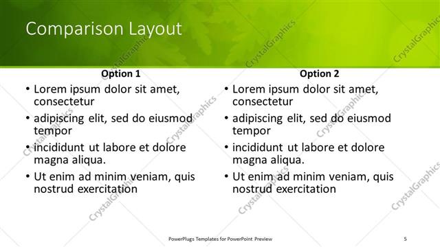Comparison presentation slide layout