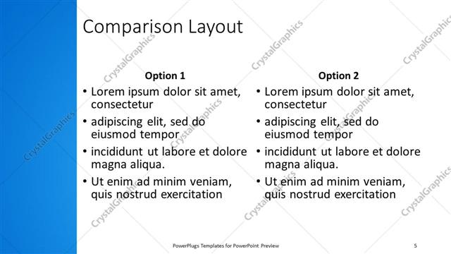 Comparison presentation slide layout