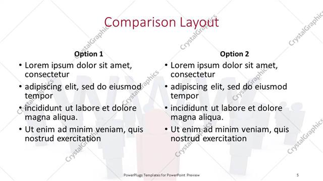 Comparison presentation slide layout