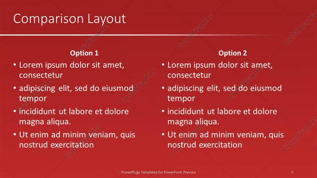 Comparison presentation slide layout