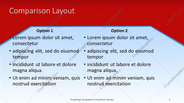 Comparison presentation slide layout