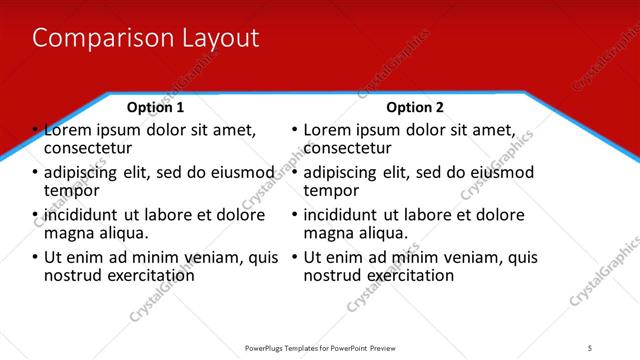 Comparison presentation slide layout