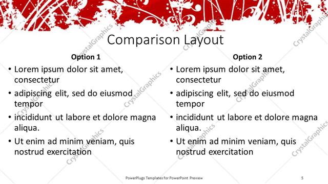 Comparison presentation slide layout