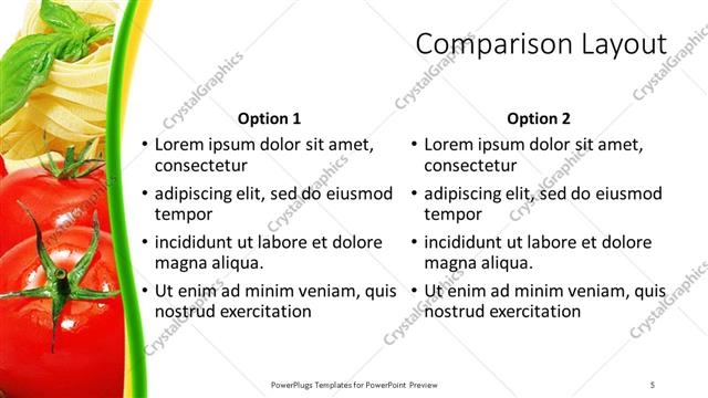 Comparison presentation slide layout