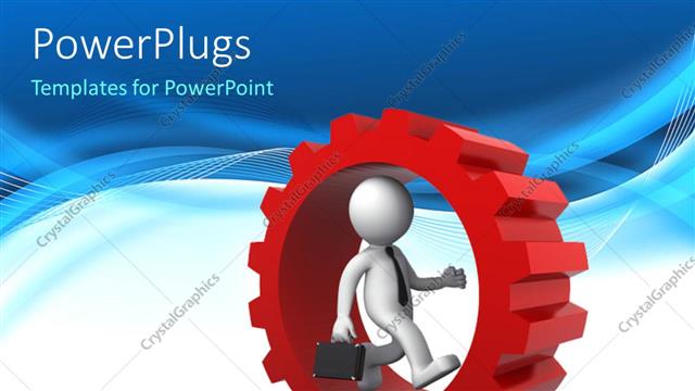  Presentation with gear - A red gear with a person in it and place for text