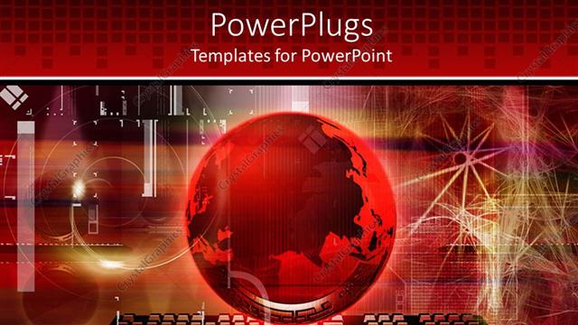  Presentation with abstract red - Red globe above keyboard with abstract background