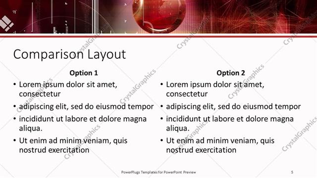 Comparison presentation slide layout