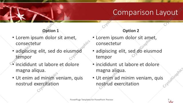 Comparison presentation slide layout