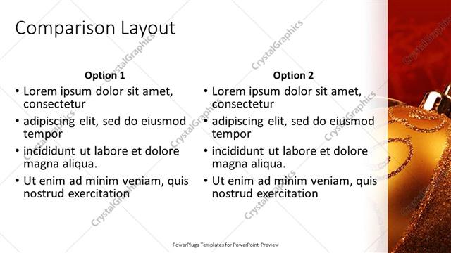 Comparison presentation slide layout