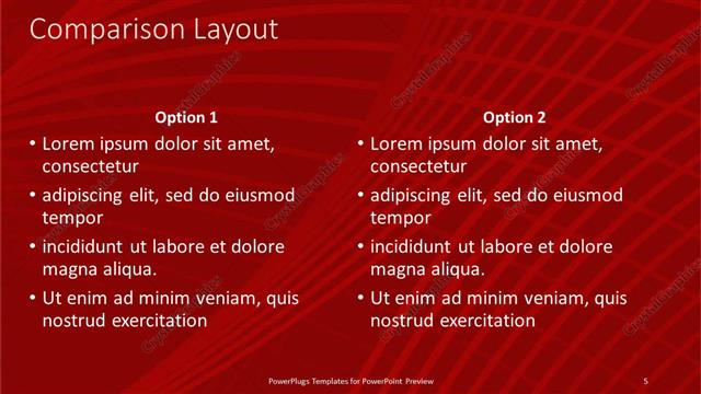 Comparison presentation slide layout