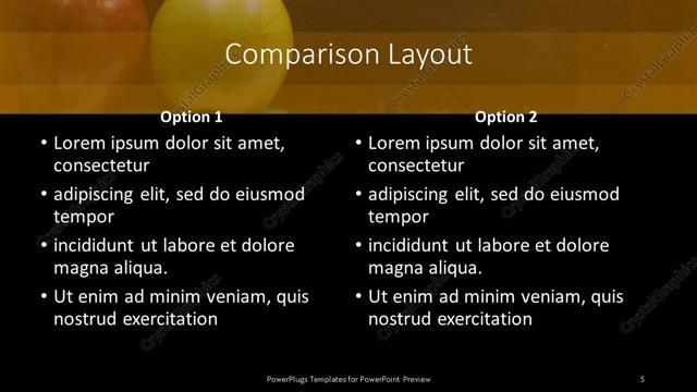 Comparison presentation slide layout