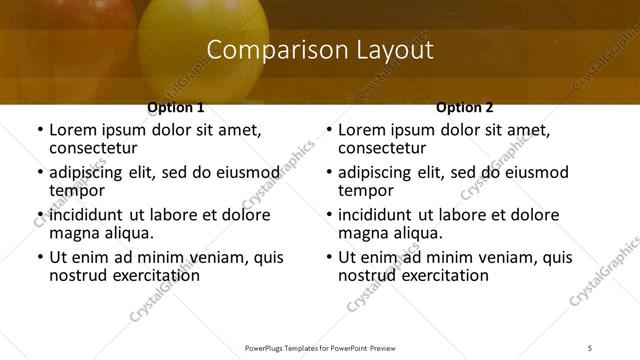 Comparison presentation slide layout