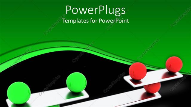  Presentation with balance scale - Red, green and blue balls carefully balanced on a silver scale