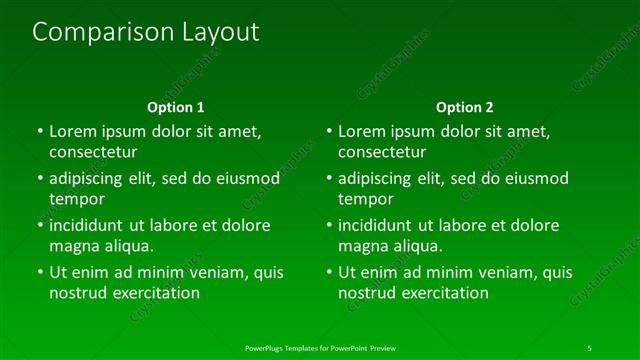 Comparison presentation slide layout