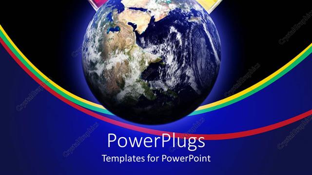  Presentation with earth network - Red, green, blue, and yellow network cables plugged into Earth