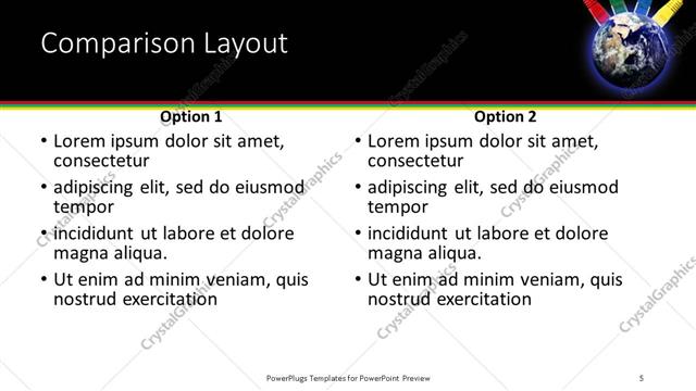 Comparison presentation slide layout