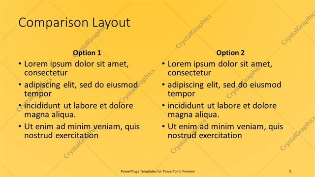 Comparison presentation slide layout