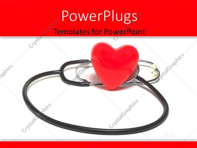  Presentation with cardiology - Red heart symbols sitting beside stethoscope on white background