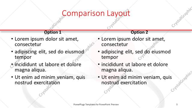 Comparison presentation slide layout