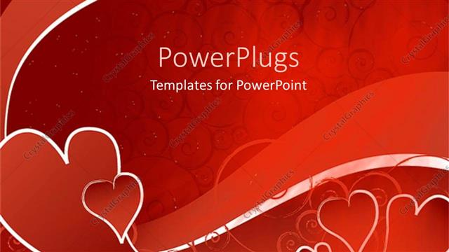  Presentation with scroll - Red hearts with red swirl wave, red scroll background