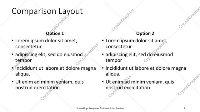 Comparison presentation slide layout