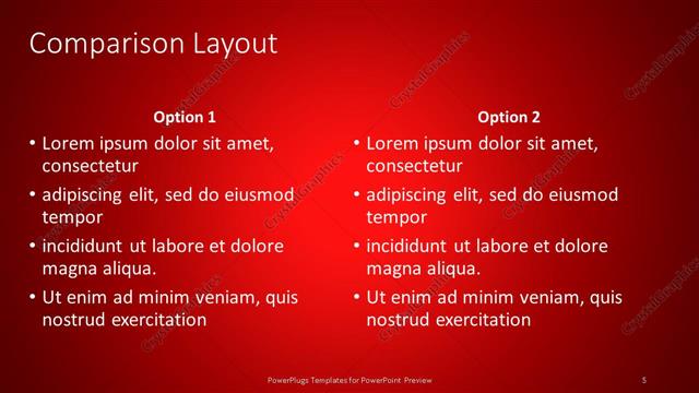 Comparison presentation slide layout