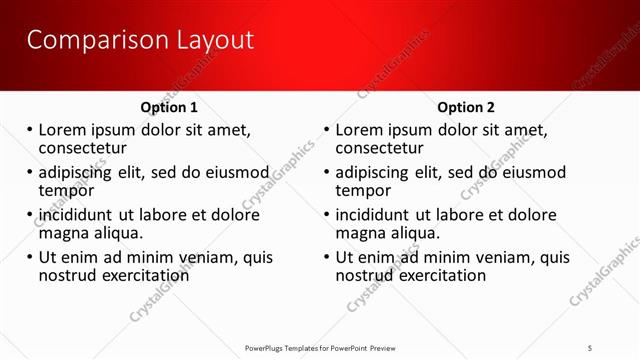 Comparison presentation slide layout