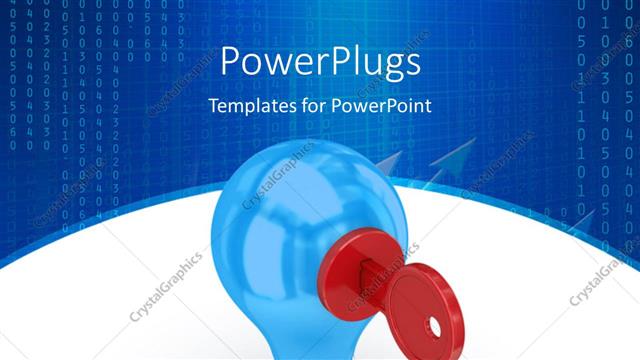 Preview This Beautiful Template for PowerPoint & Google Slides Red key inserted in key hole in bulb and numeric digits in background