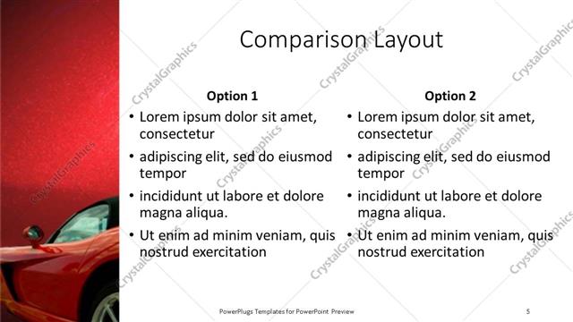 Comparison presentation slide layout