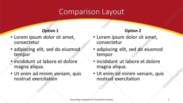 Comparison presentation slide layout