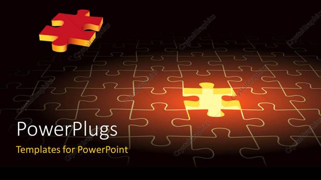  Presentation with red puzzle - Red mMissing piece of jigsaw puzzle flying into lighted position