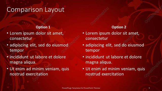 Comparison presentation slide layout