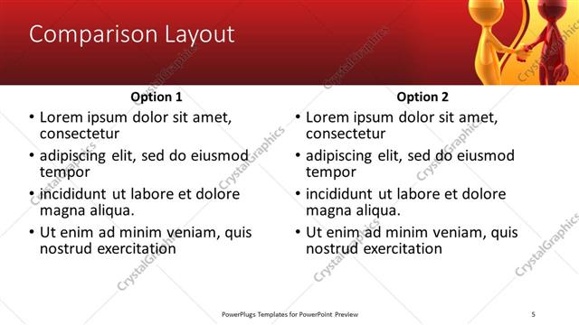 Comparison presentation slide layout