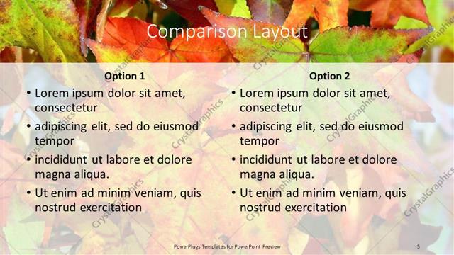 Comparison presentation slide layout