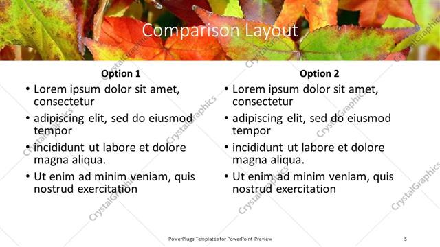 Comparison presentation slide layout