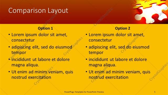Comparison presentation slide layout
