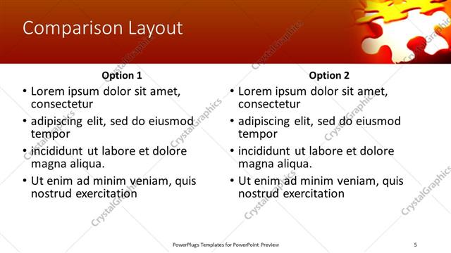 Comparison presentation slide layout