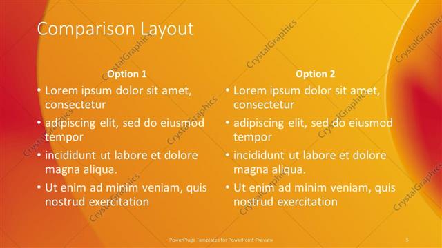 Comparison presentation slide layout