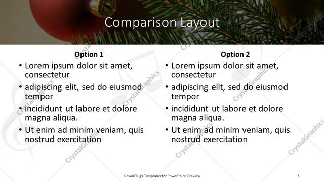 Comparison presentation slide layout
