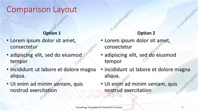 Comparison presentation slide layout