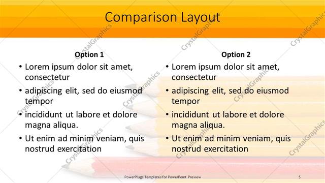 Comparison presentation slide layout