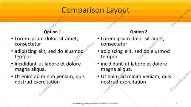 Comparison presentation slide layout