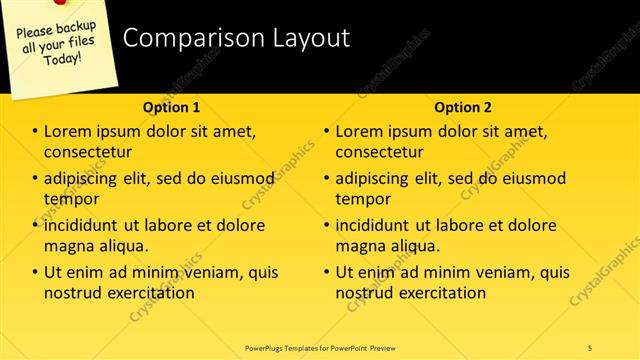 Comparison presentation slide layout