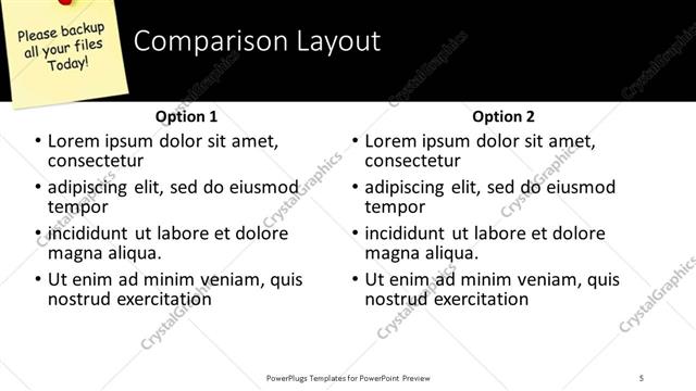 Comparison presentation slide layout