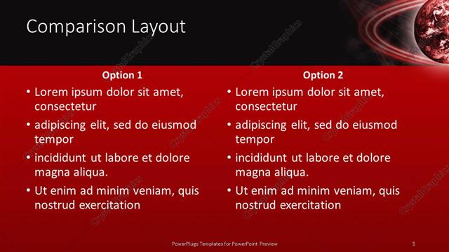 Comparison presentation slide layout